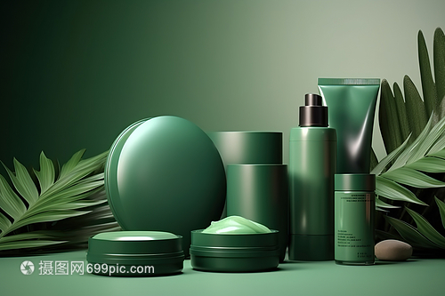 綠色高級(jí)護(hù)膚品數(shù)字藝術(shù) 科技與自然的完美交融